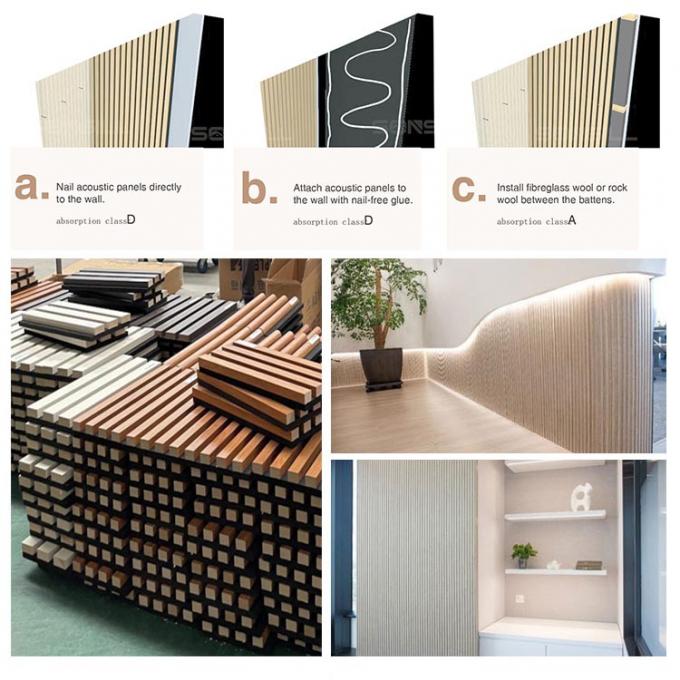 Paneles de pared acústicos de WPC para mascotas con aislamiento ignífugo - Fibra de poliéster PET + Tablero de MDF
