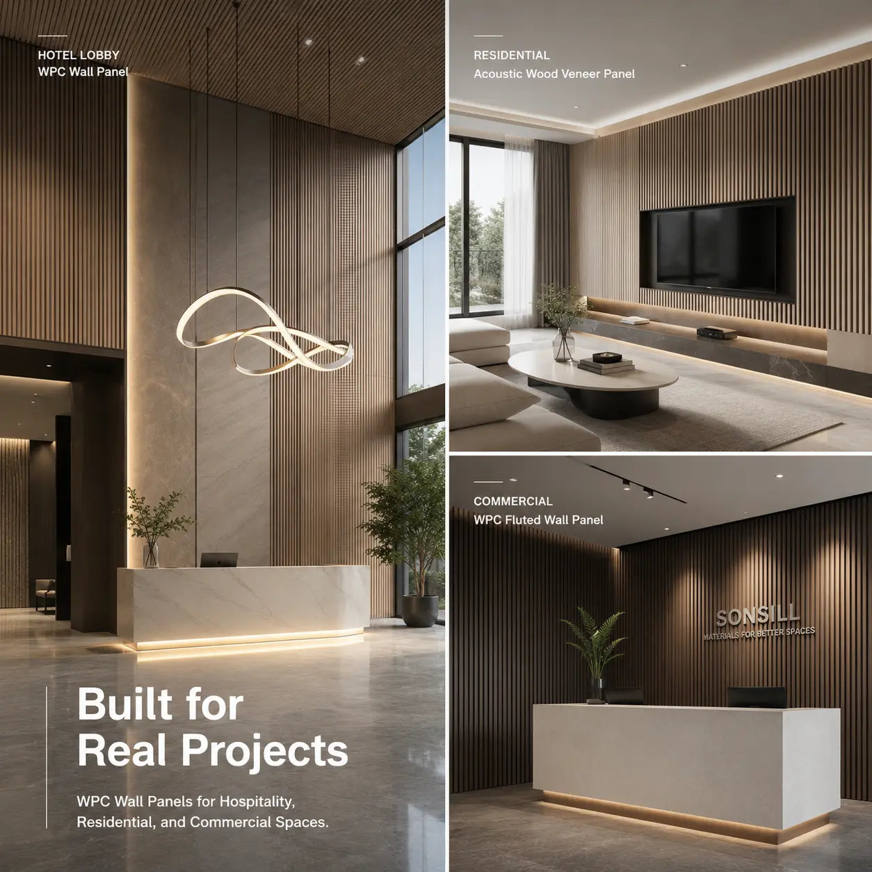WPC Wall Panel Projects — Hospitality, Residential, Commercial