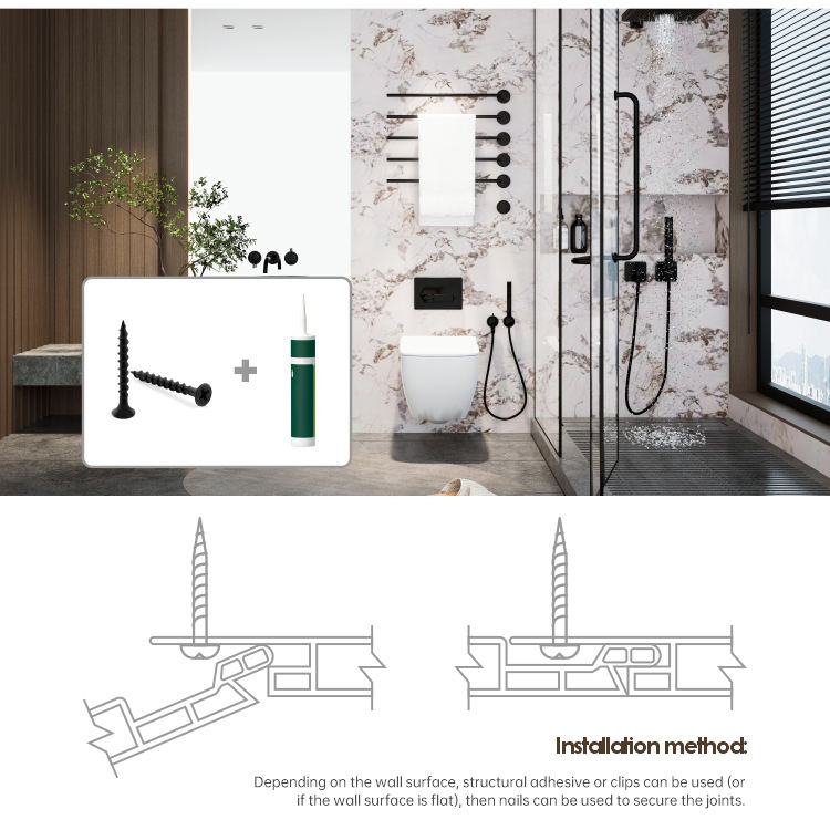Panel de pared de ducha de mármol de PVC Panel de pared interior impermeable+1000×2400×10mm