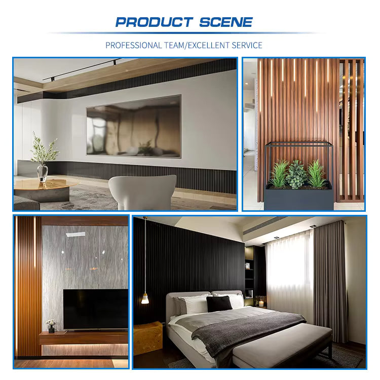 Panel de Pared de Lamas de PVC WPC Impermeable e Ignífugo para Decoración de Paredes Interiores/Exteriores - Compuesto de Madera y Plástico+9mm/25mm