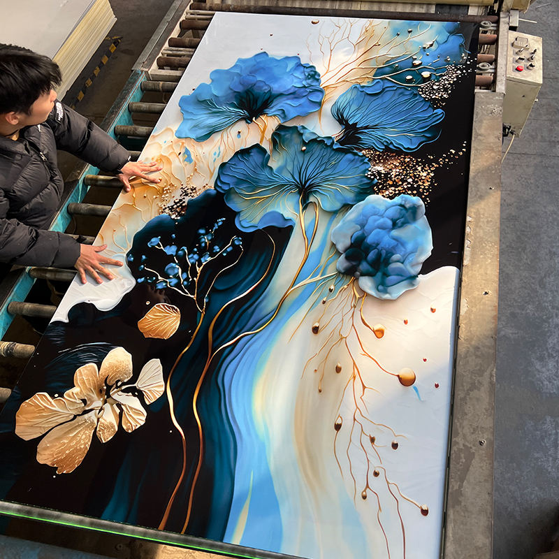 3D Printed High Gloss UV Marble Sheet for Interior Decoration-PVC Resin+Calcium Carbonate, 2–3mm