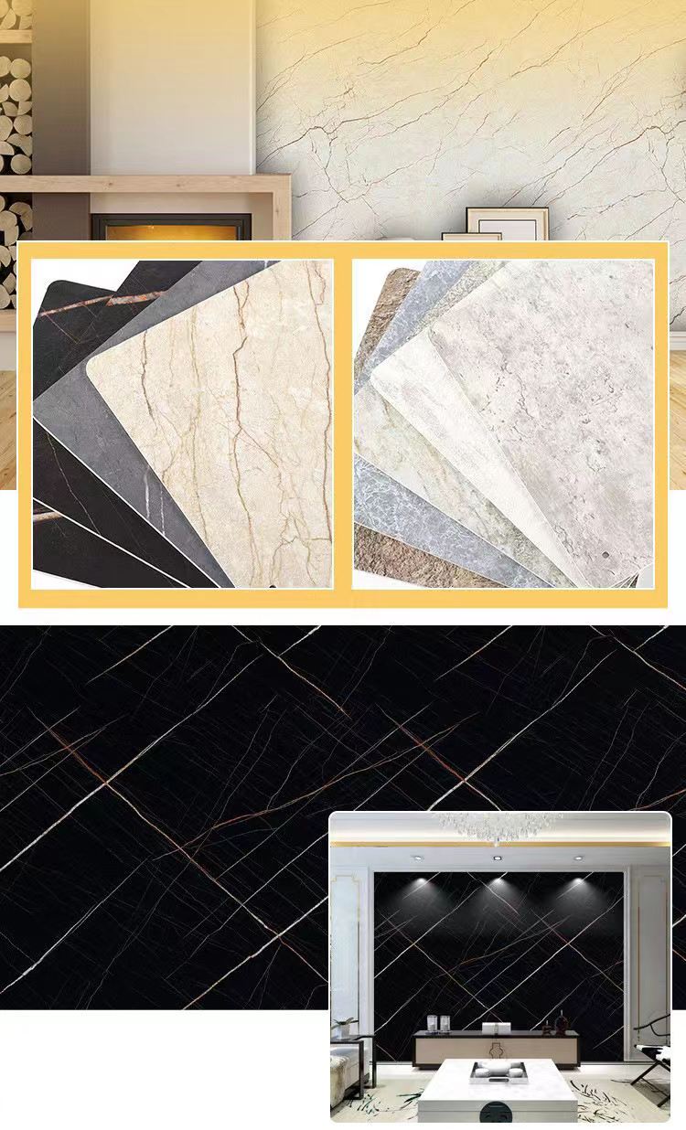 Lámina de mármol decorativa de PVC para interiores 1220x2800 mm, 2-5 mm de espesor (múltiples opciones de espesor)