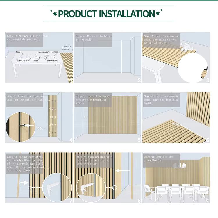 Panel Acústico de Madera de Alta Calidad de 4×8 pies, Tablero Absorbente de Sonido - 21 mm