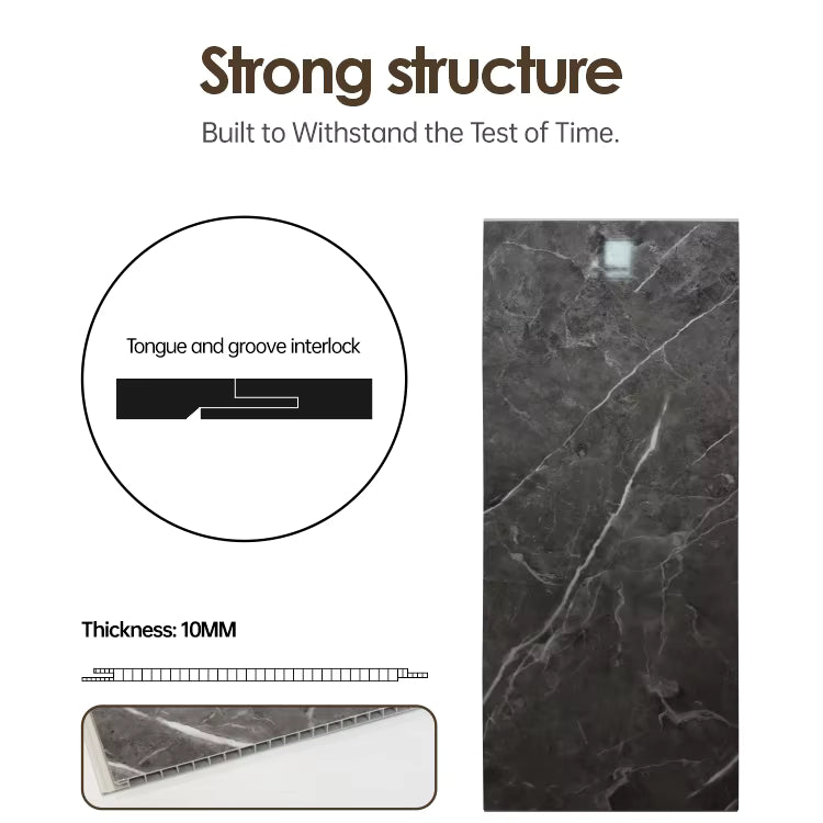 PVC Marble Shower Wall Panel Waterproof Fireproof Anti-Scratch-PVC+2400×1000×10mm