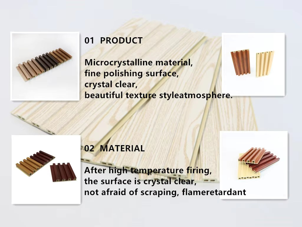 Panel de Pared de Lamas de PVC WPC Impermeable e Ignífugo para Decoración de Paredes Interiores/Exteriores - Compuesto de Madera y Plástico+9mm/25mm
