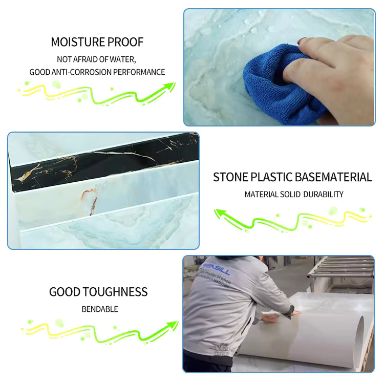 3D Printed High Gloss UV Marble Sheet for Interior Decoration-PVC Resin+Calcium Carbonate, 2–3mm