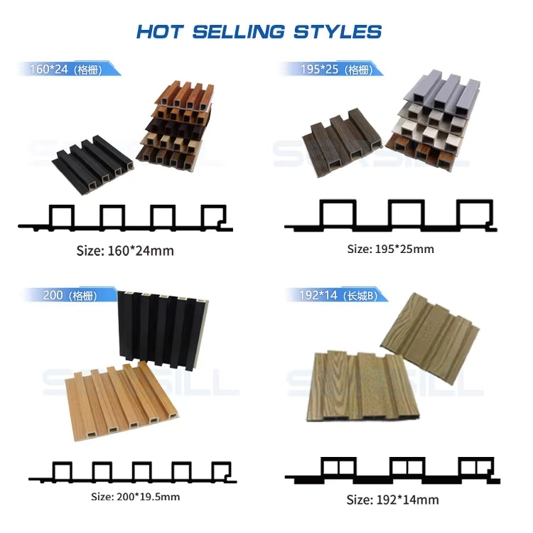 Panel de Pared de Lamas de PVC WPC Impermeable e Ignífugo para Decoración de Paredes Interiores/Exteriores - Compuesto de Madera y Plástico+9mm/25mm