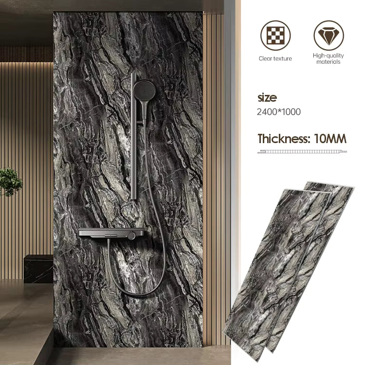 Panel de pared de ducha de mármol de PVC Panel de pared interior impermeable+1000×2400×10mm