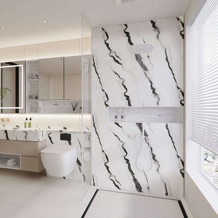 PVC Marble Shower Wall Panel Waterproof Fireproof Anti-Scratch-PVC+2400×1000×10mm