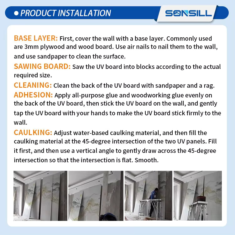 3D Printed High Gloss UV Marble Sheet for Interior Decoration-PVC Resin+Calcium Carbonate, 2–3mm