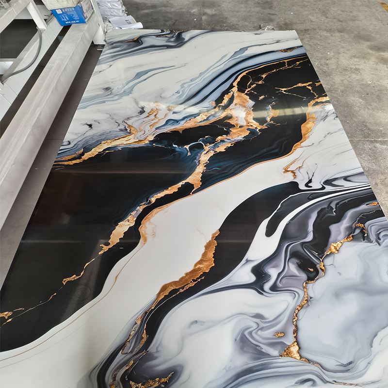 3D Printed High Gloss UV Marble Sheet for Interior Decoration-PVC Resin+Calcium Carbonate, 2–3mm