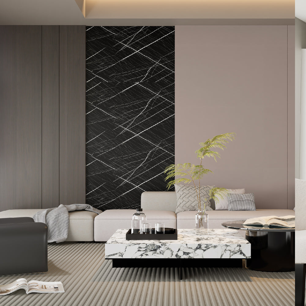 Panneau PVC marbré UV Nero Black Gold - Revêtement mural de salle de bain haut de gamme