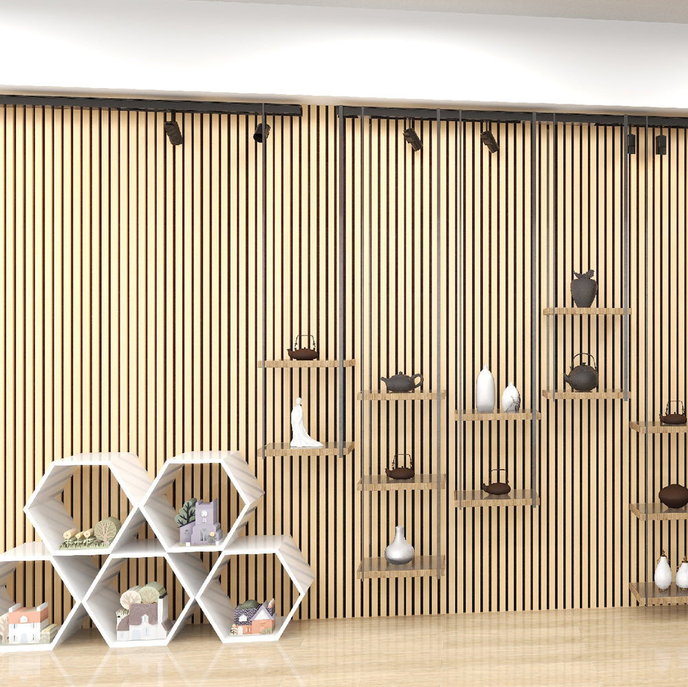 Panneau acoustique à tasseaux avec canal pour bande LED – Home cinéma intelligent