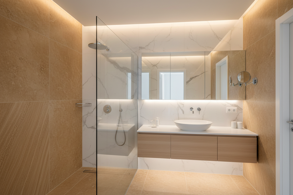 Hotel bathroom wall panel solution