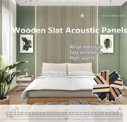 Panel acústico de lamas de madera para decoración del hogar - 12mm, 2440x1220mm