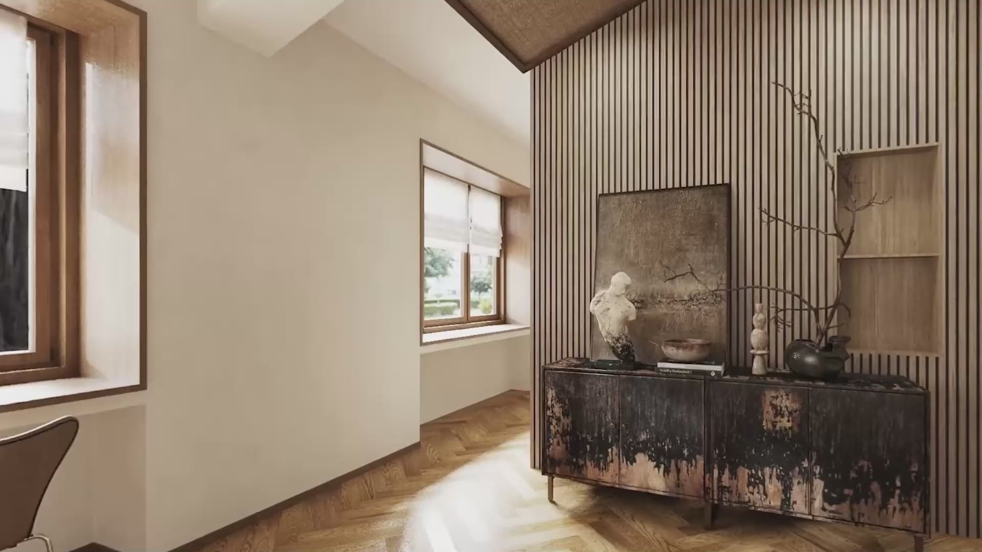 Panneau Mural Acoustique à Lattes Chêne Blanc - Décoration de Bureau Scandinave