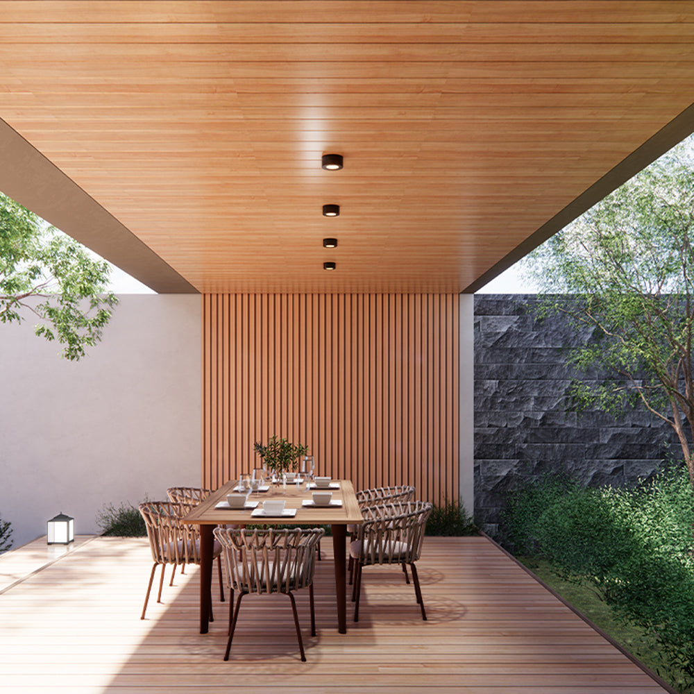 Outdoor WPC cladding and ceiling terrace application for Saudi projects