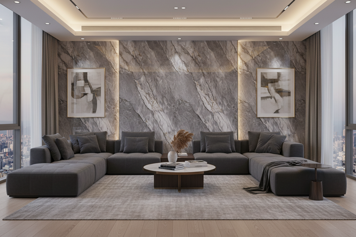 Panel de Mármol UV Gris Carrara