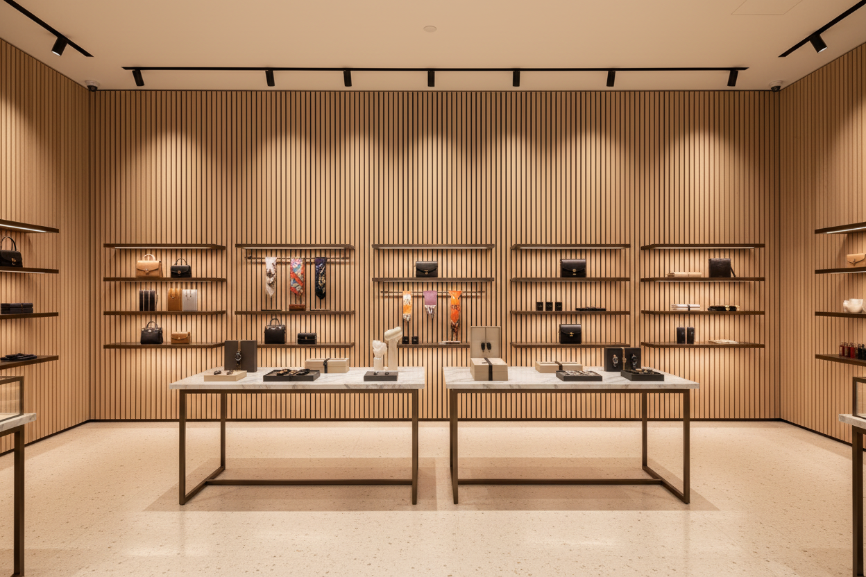 SONSILL 浅米橡木声学板 精品店场景